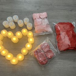 LED Candles with Artificial Rose Petals - propose/celebration