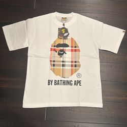 White Burberry Bathing Ape Tee