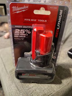 Milwaukee M12 REDLITHIUM High Output XC5.0 Battery Pack (model 48-11-2450).It