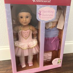 American Girl Sparkling Ballerina Doll & Outfit Set 12 Pieces fancy leotard tutu tiara leg warmer