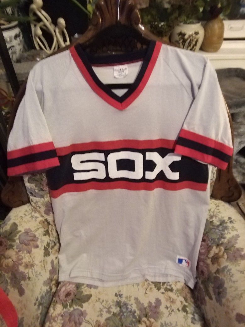 Vintage 1980s Sand Knit Brand Chicago White Sox Jersey LG