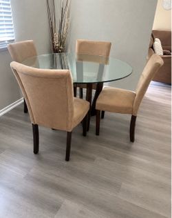 Round Glass Dining Table with 4 Chairs