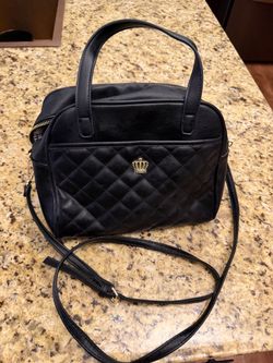 Juicy Couture Black Quilted Satchel Bag with Crown Detail