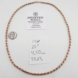 14k rose gold 25" rope chain