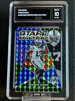 2022 Mosaic 🔥 Davante Adams 🔥 Stare Masters Mosaic Blue Prizm 24/99 GMA 10 💎 Mint - Packers / Las Vegas Raiders / Los Angeles Rams
