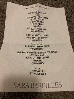 Song set list for Sara Bareilles