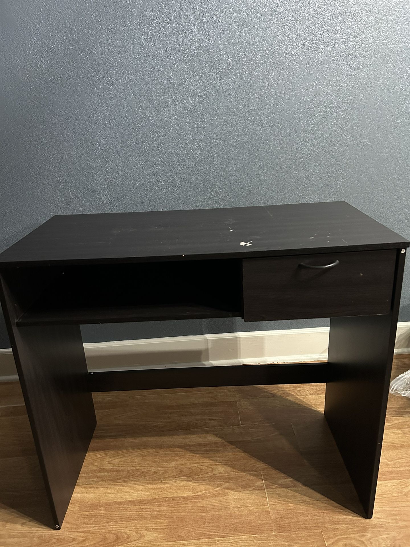black wooden desk
