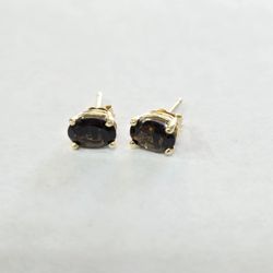 14kt Gold Smoky Quartz Stud Earrings 