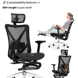 Brand New Black All Mesh Tall Back Ergonomic Office Chair w/Adjustable Armrests & Slide Out Footrest