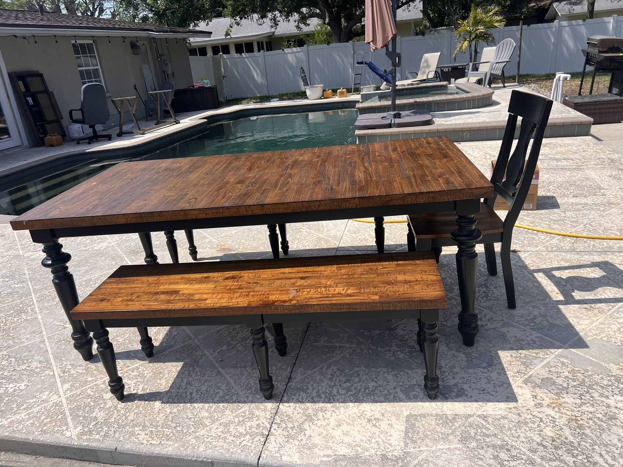 Solid Wood Farmhouse Dining Table OBO