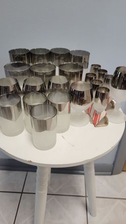 Vintage Frosted Collins & Rocks Bar Ware Glasses