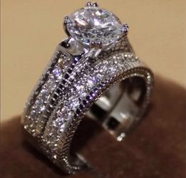 New 18 k white gold wedding ring set engagement ring