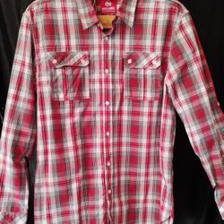 Ecko Unltd Button-Down Men XL Red White Green Plaid Long Sleeve Shirt NWOT

