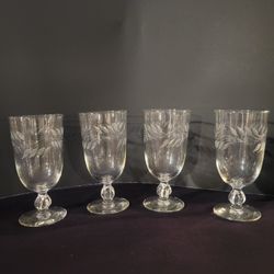 4 PC  Libbey  Wheat Lead Tea Glass 6 3/4 In 
