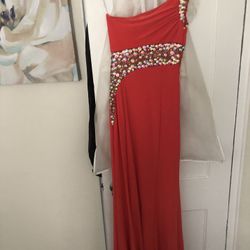 Long orangey red dress Camille la vie