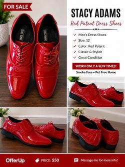 Stacy Adams men’s red patent leather dress shoes, size 12.