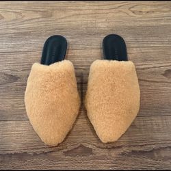 Jenni Kayne Shealing Mule Women’s 38 US 7.5 Natural Tan Flat Mules Slide On Shoes