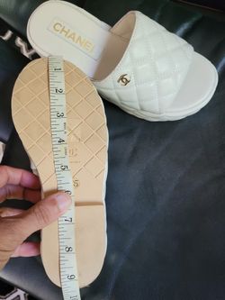 Chanel CC Quilted White Platform Shoes slides sandals size US 5-6