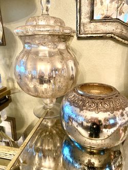 One Large Mercury, Glass Decor Jar/1 Small Vase Decor