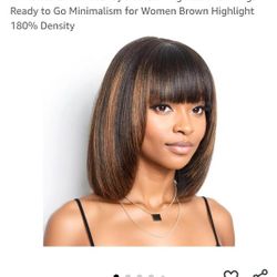 Straight Bob Wig Human Hair Glueless Wigs with Bangs