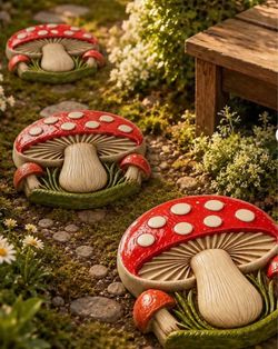 Concrete mushroom step stones