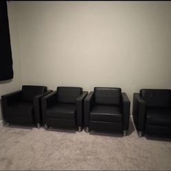 Pacific Black Faux Leather Wood Arm Chair | Polyurethane