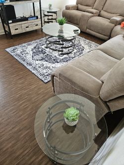 Three Piece Glass Coffee Table Set