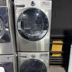 LG Stainless steel front load washer and gas dryer set 