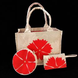Kimono Fabric Tote Bag with Matching Pouches – Handmade Japanese Textile