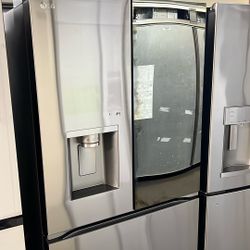 NEW OPEN BOX LG MIRRORED COUNTER DEPTH FRENCH STYLE REFRIGERATOR 