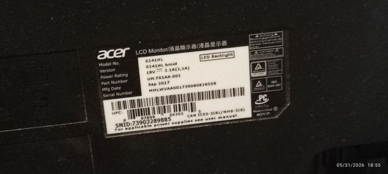 [MOVE SALE] Acer S241HL bmid Monitor