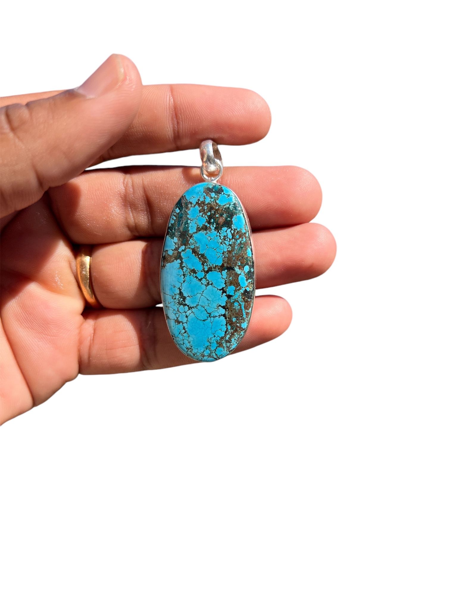 tibetan turquoise pendant 925 silver