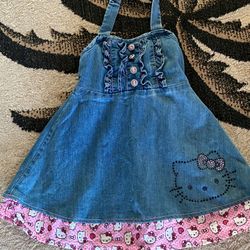 Girls Hello Kitty Denim Dress Sz4