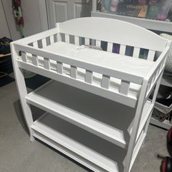 White Baby Changing Table w/ Storage Shelves – Excellent Condition