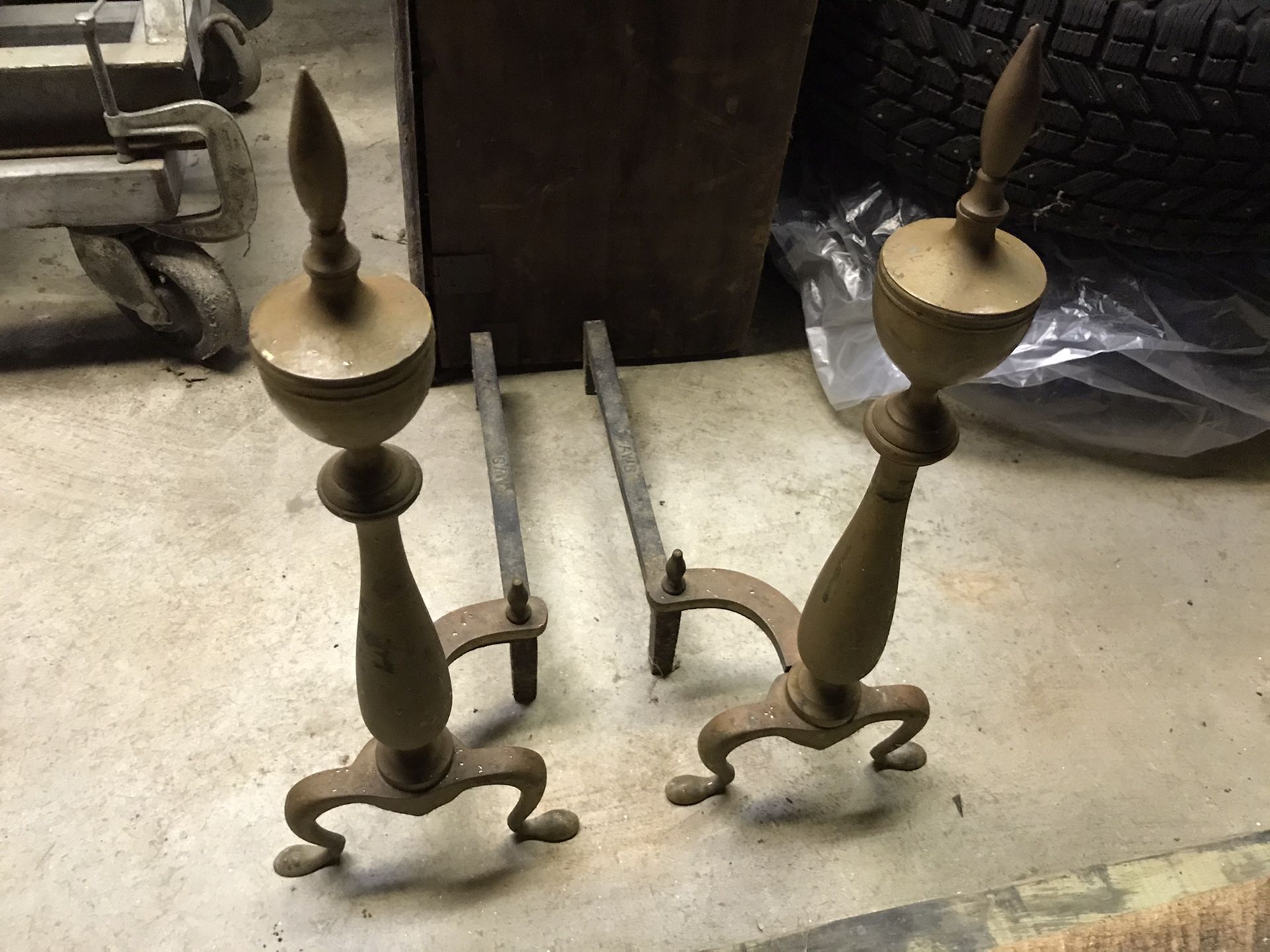 Brass Andirons for Fireplace