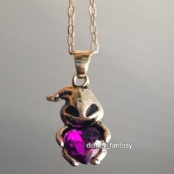 Disney Nightmare Before Christmas Oogie Boogie Pendant Necklace Heart Purple