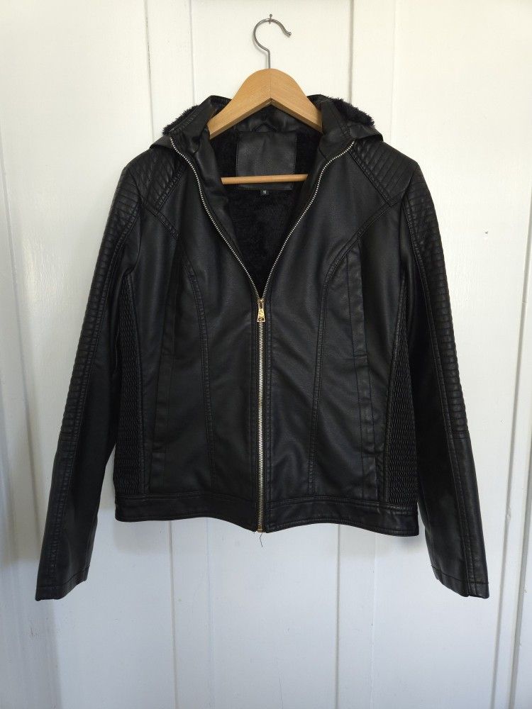 Black Faux fur leather jacket