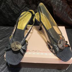 Bandolino Sandals Heels Black Sequins