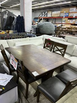 Dark Wood 7 piece dining set Dining Table and Chairs Set