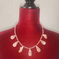 Vintage Pink Mother Of Pearl Necklace