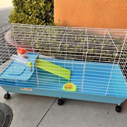 PawHut Steel Plastic Small Animal Pet Cage Kit with Wheels