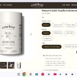 Cowboy Colostrum vanilla flavored $25