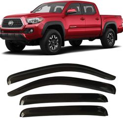 Smoked Tape-On Side Window Visor Rain Guards Shield Shades Compatible with 2005-2021 Toyota Tacoma Double CAB
