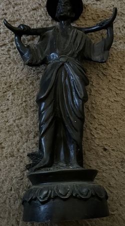 13” chinese bronze water carrier statue figure, heavy 