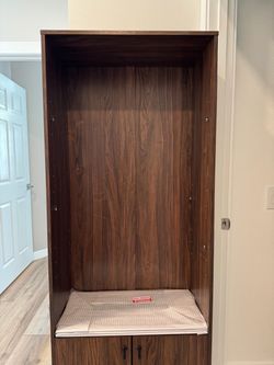 Dark Wood Bookshelf with Glass Shelves