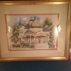 "Pillow House"watercolor In Frame