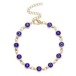 Blue Gold Evil Eye Bracelet