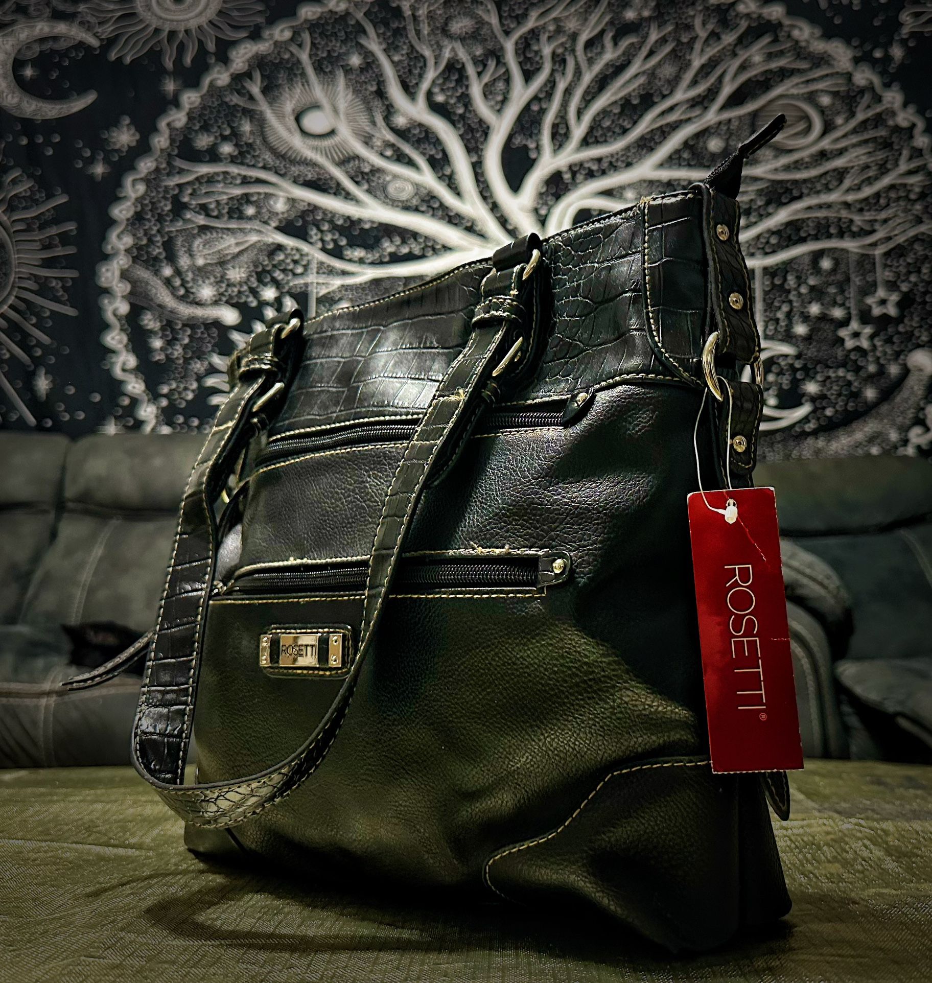 Vintage Y2K Rosetti Black Tote Bag black leather shoulder bag new with tags