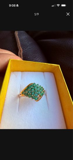 10k Yellow Gold Emerald Ring Size 8 3.4 Grams
