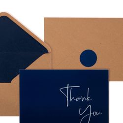 VNS Creations 100pack Thank You Cards with Envelopes & Stickers - Classy 4x6 Blank Thank You Cards Bulk Box Set - Large Thank You Notes for Wedding, 